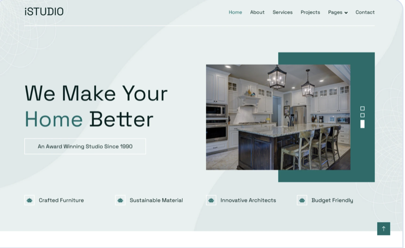 iStudio - Interior Designer Website website developed by WebGrow Agency